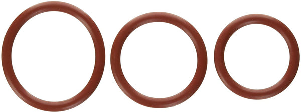 Rubber penis ring set - red pack of 3 inside diameters: 1.25"; 1.5"; 2"